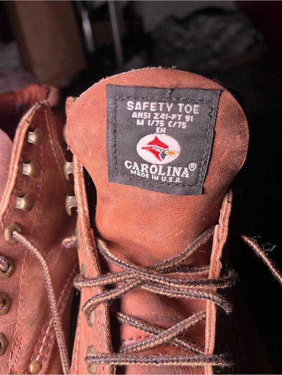 Men\'s Size 10 Carolina Red/Brown Safety Toe Work Boots